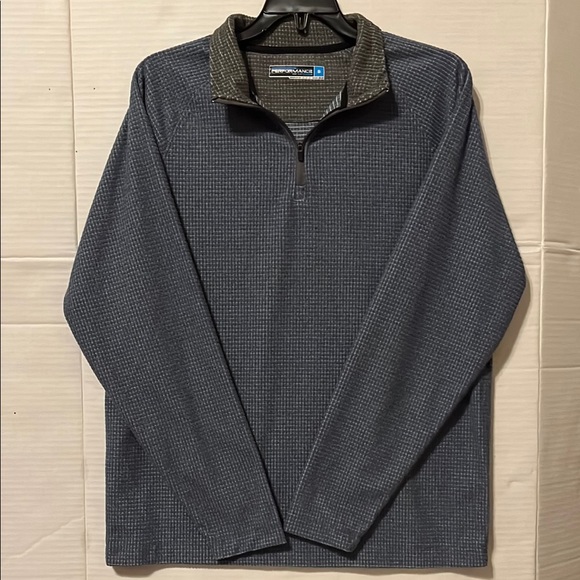 Blue Zip Up Sweater with Stand-Up Collar - Picture 1 of 7